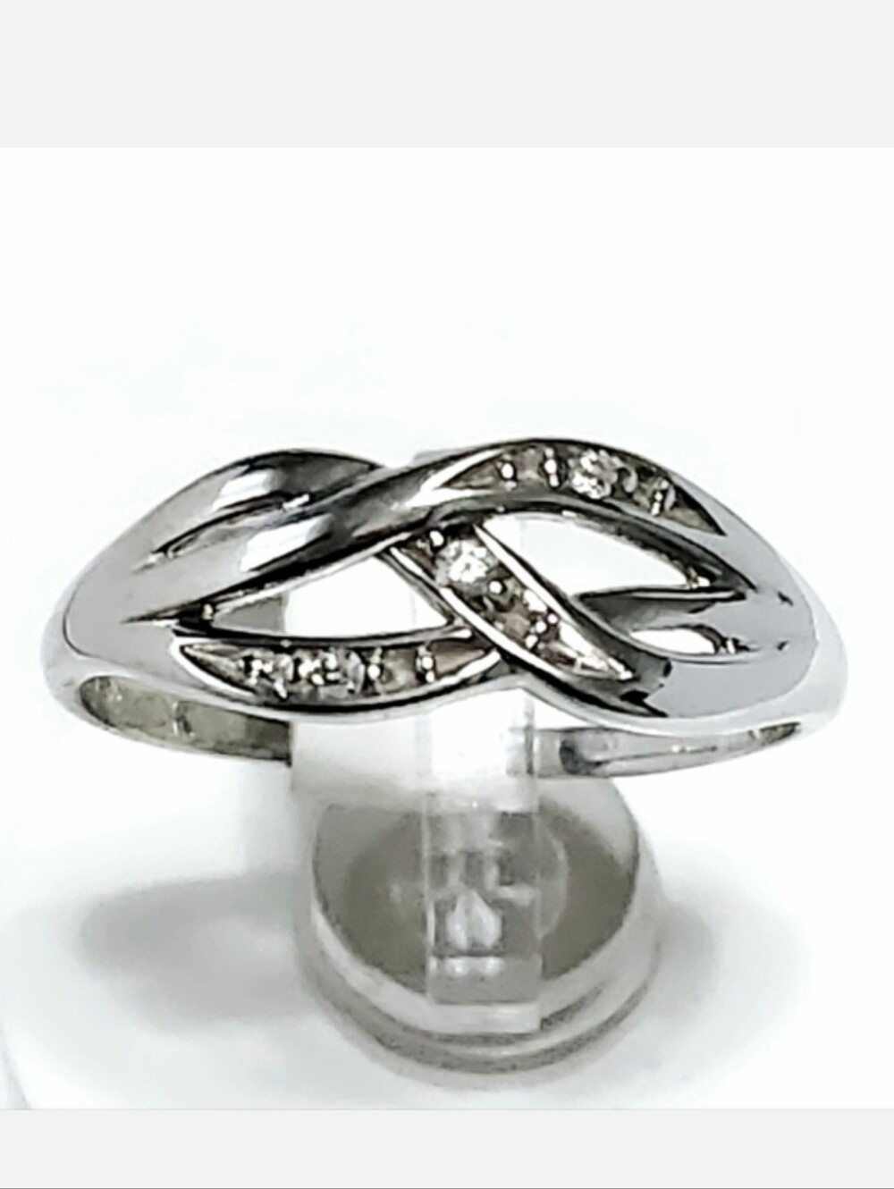 10K Gold Diamond Wave Band Ring 7